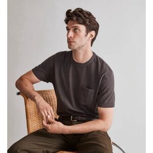 Madewell Garment-Dyed Allday Crewneck Pocket Tee Short Sleeve Black Coal